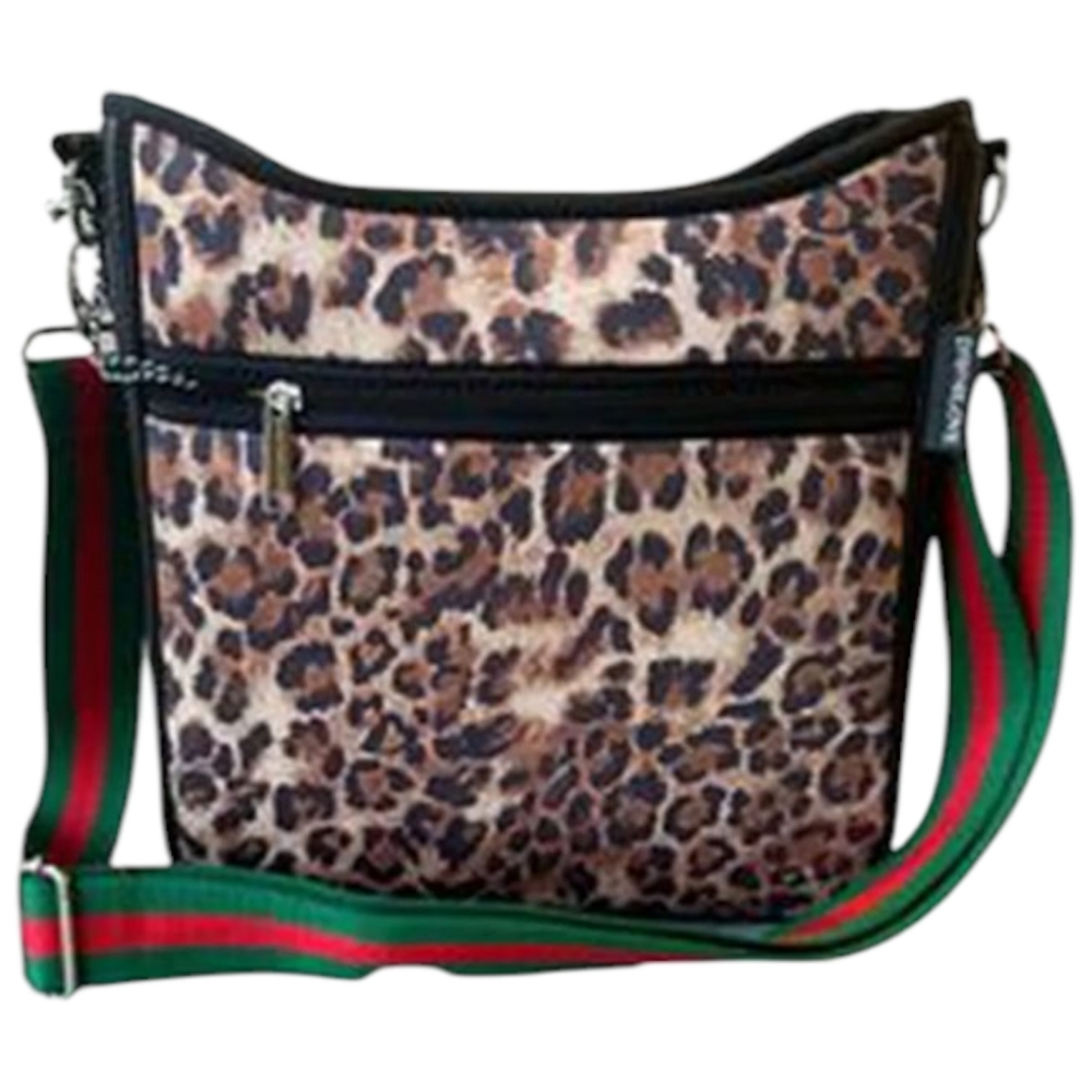 Prenelove Neoprene Leopard Print Messenger Tote Shoulder Bag